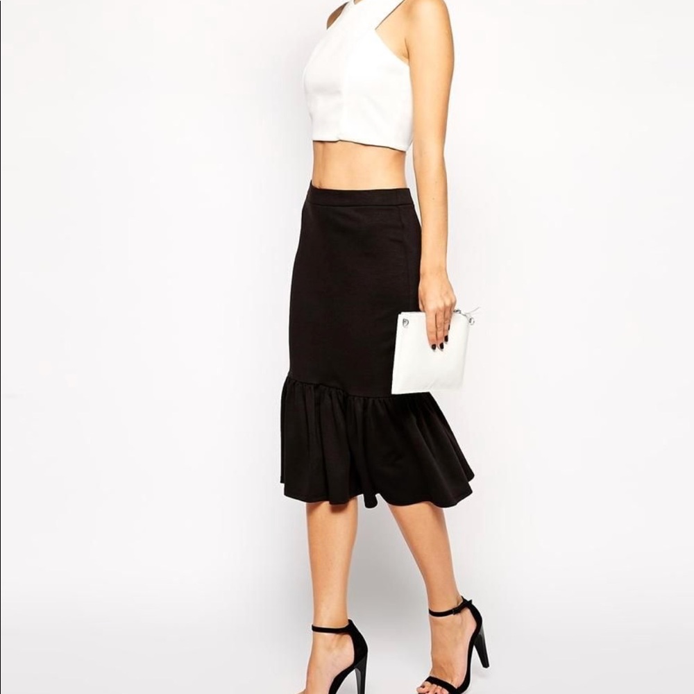 ASOS Pencil Skirt In Ponte With Peplum Hem